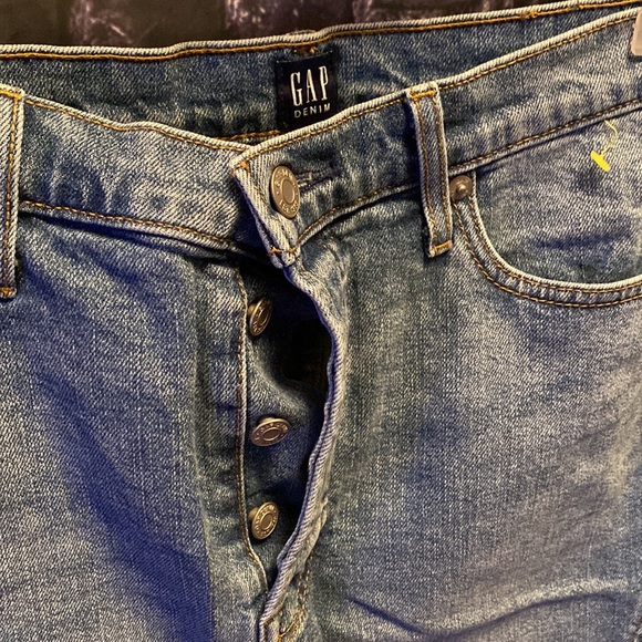 GAP Jeans Color Block Two Toned Button Down Fly Denim Mini Skirt Size EU30 Y2K - Picture 5 of 10